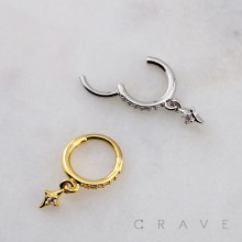 DANGLE CZ NORTHERN STAR SEPTUM HINGED SEGMENT HOOP RING 316L SURGICAL STEEL 